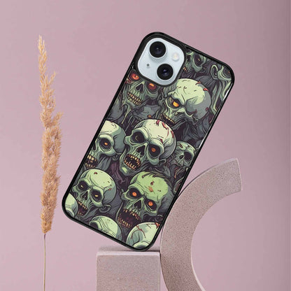 iPhone 15 Plus Case — Zombie Head Pattern Hundreds Of Small, Custom Art Phone Cover