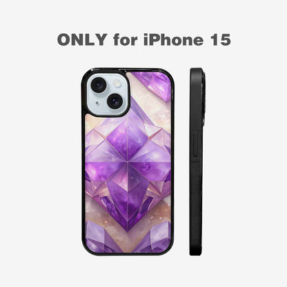 iPhone 15 Case — Amethyst Crystal Art Pattern, Custom Made Phone Cover