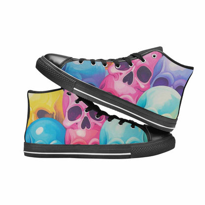 WOMEN'S Dripping Candy Skulls High Top Canvas Vivid Custom Shoes