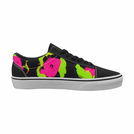 MEN'S Leopard Neon Rosette Black Canvas Lace-Up Vibrant Chaos Sneakers