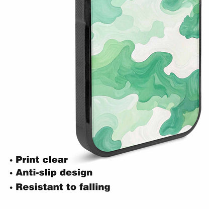 iPhone 15 Case — Camo Mint Green White, Custom Art Phone Cover