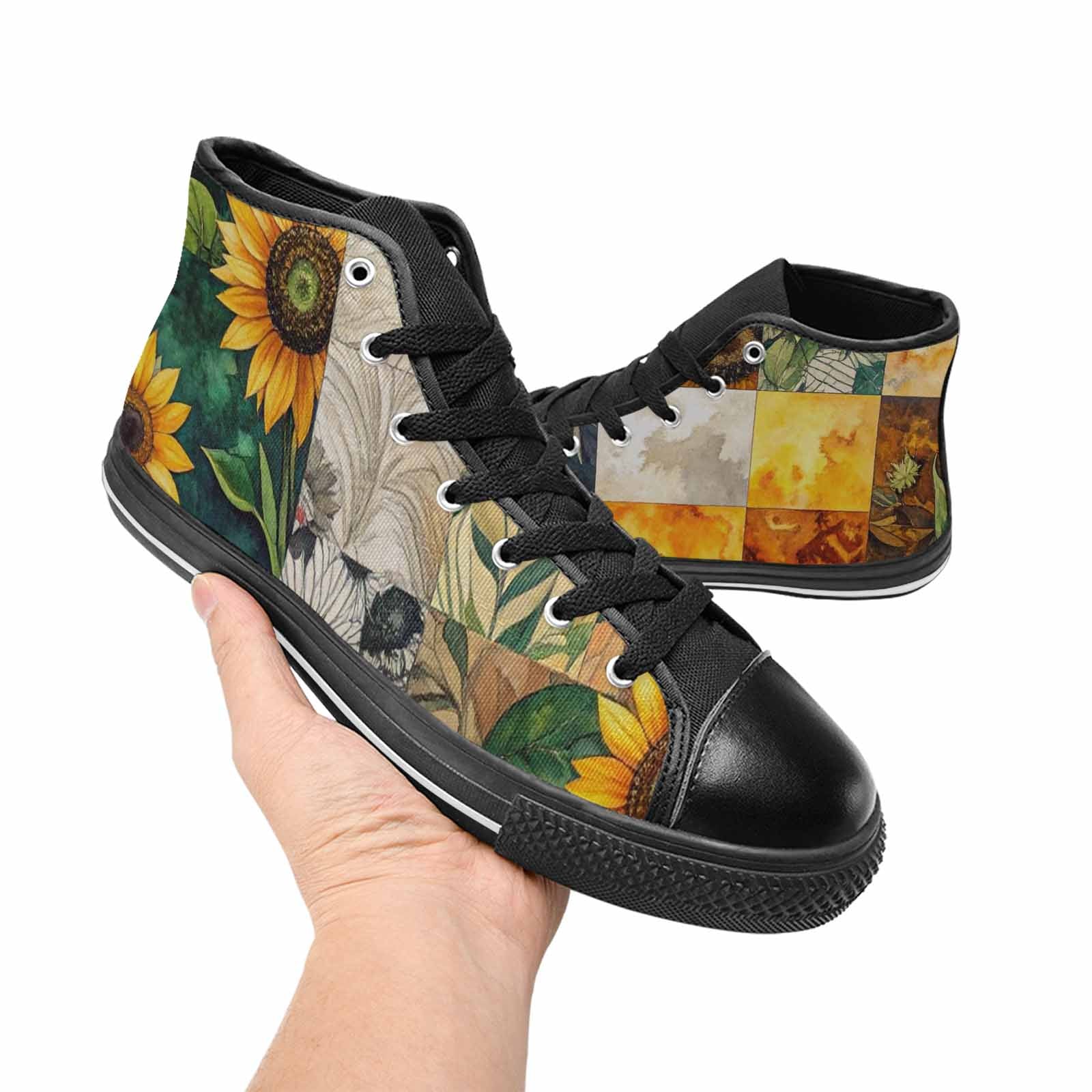WOMEN'S Sunflower High Top Canvas Wallpaper Art Sneakers