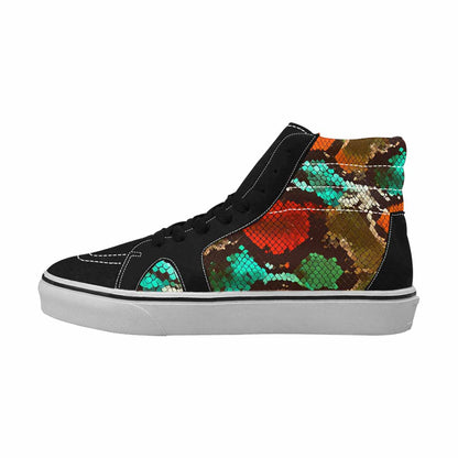 MEN'S Dark Snake Print High Top Canvas Surreal Custom Shoes
