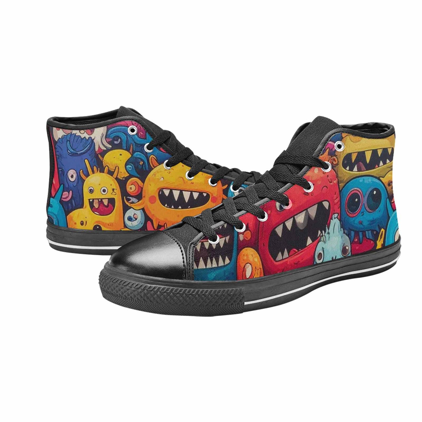 MEN'S Cartoon Monster Character High Top Canvas Surreal Custom Shoes