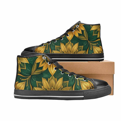 WOMEN'S Sunflower Mandala Kaleidoscope High Top Canvas Dreamcore Custom Sneakers