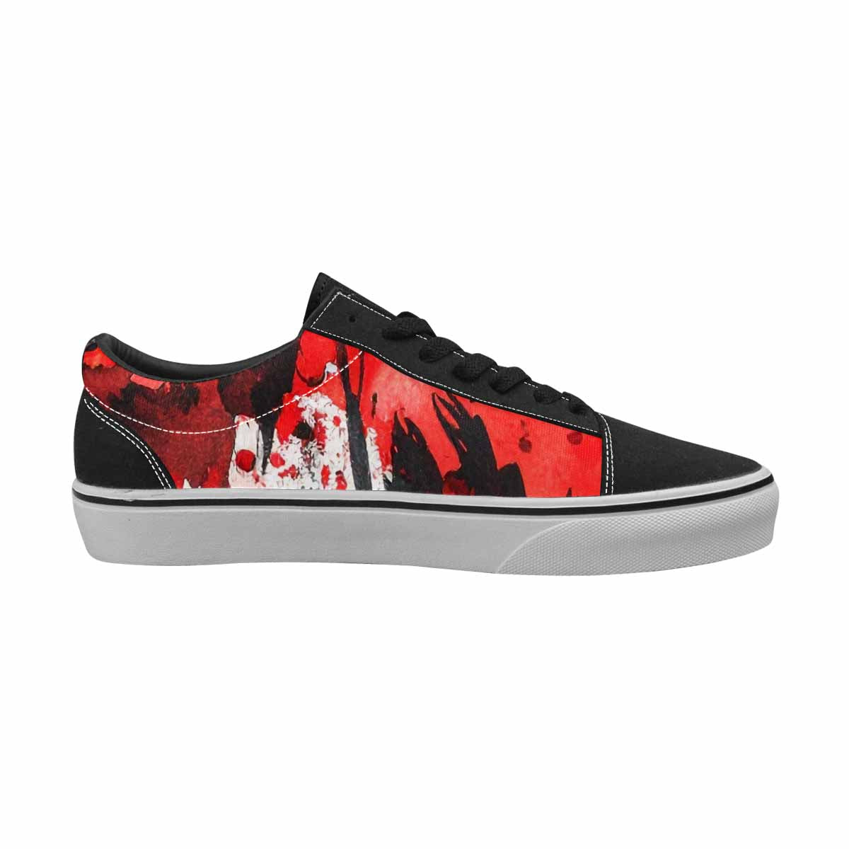 WOMEN'S Animal Print (black & Lace-Up Canvas Kaleidoscope Custom Sneakers