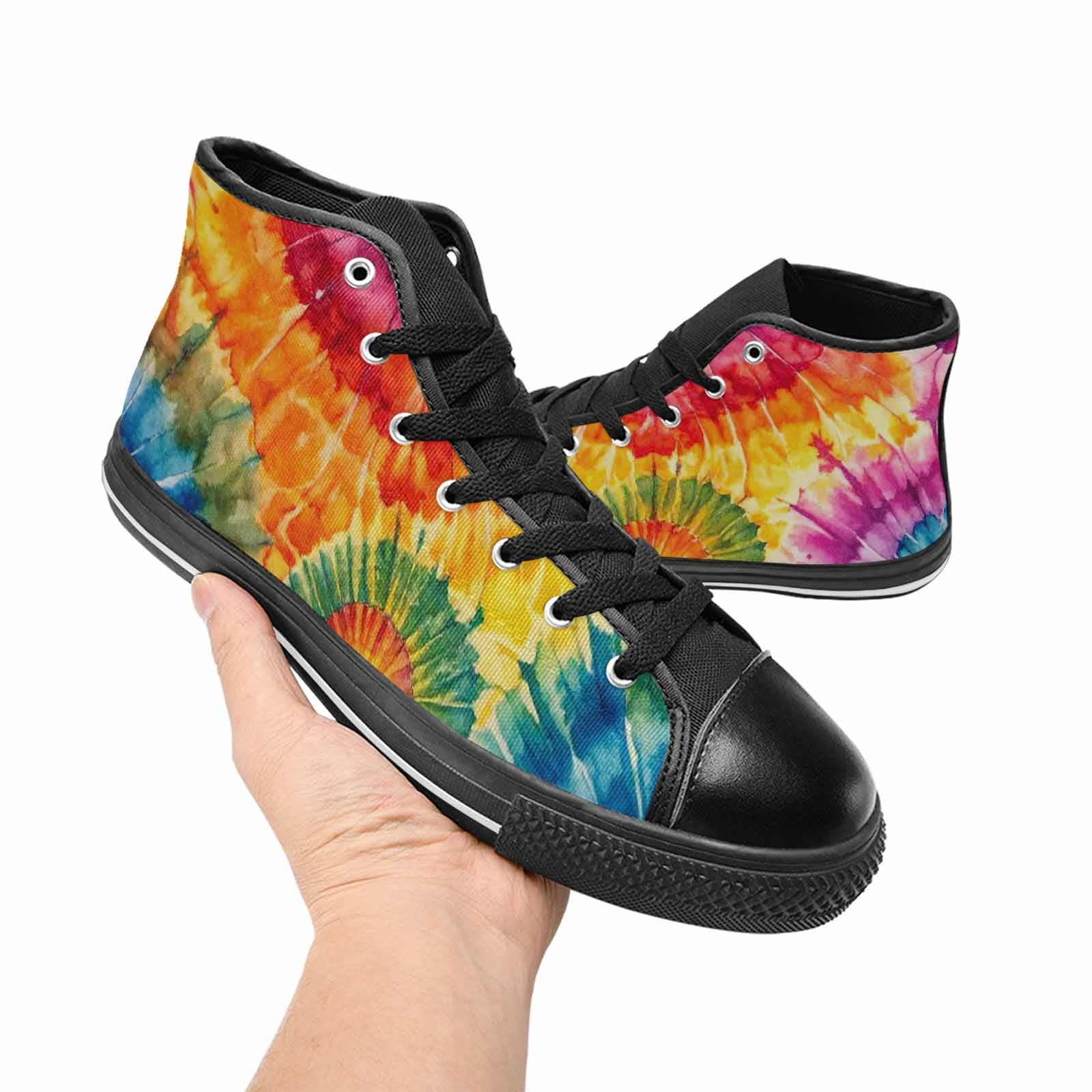 MEN'S Tie Dye Swirl High Top Canvas Wallpaper Art Custom Shoes