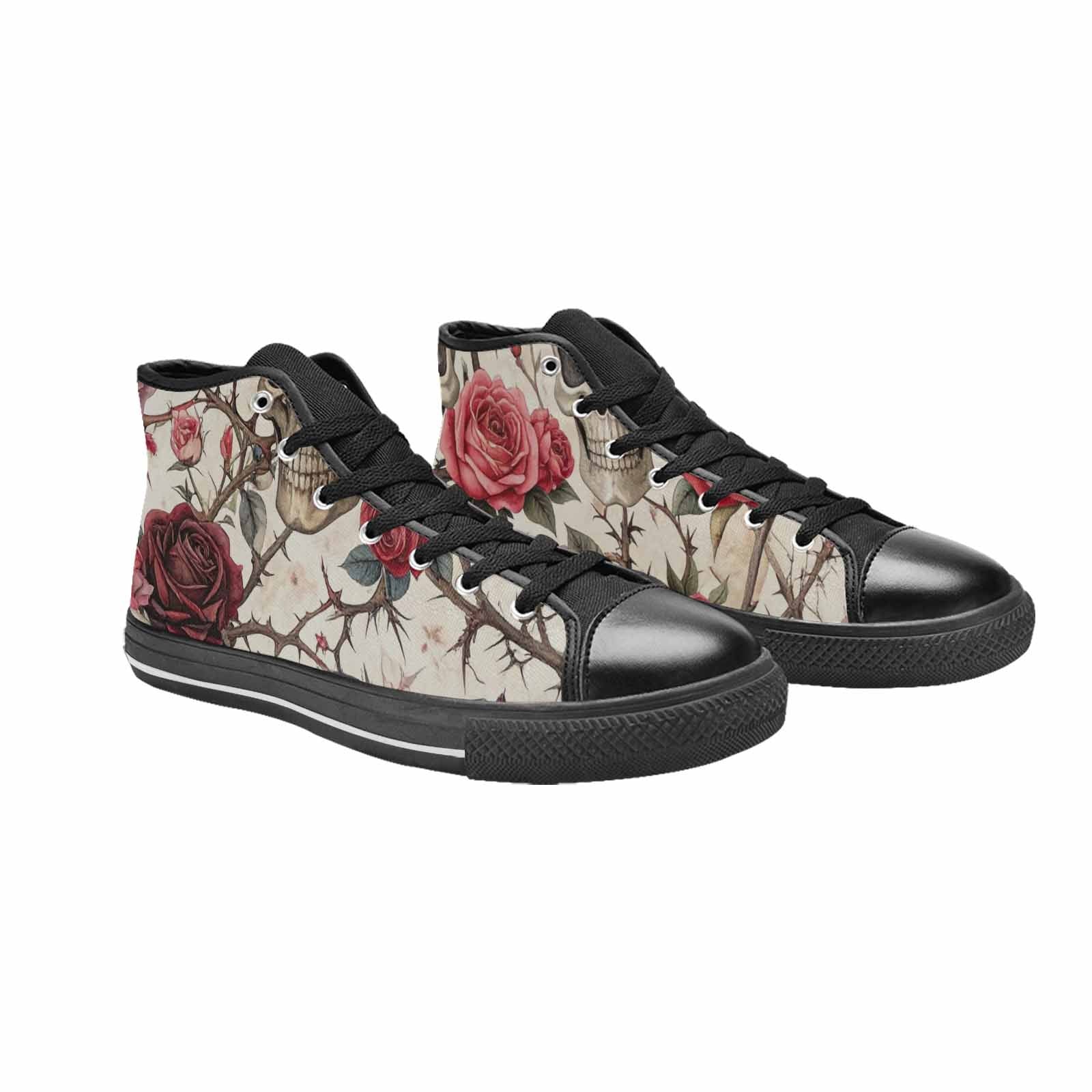 MEN'S Skulls - Roses High Top Canvas Cottagecore Shoes