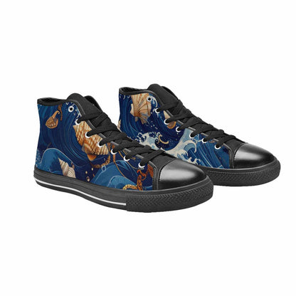 MEN'S Ocean Wave High Top Canvas Surreal Custom Shoes