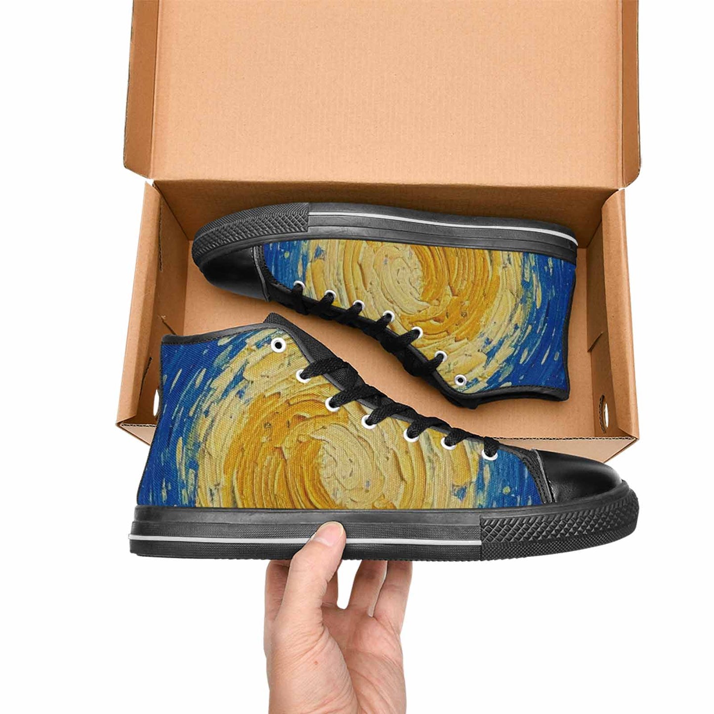 WOMEN'S Starry Night Galaxy High Top Canvas Cottagecore Sneakers