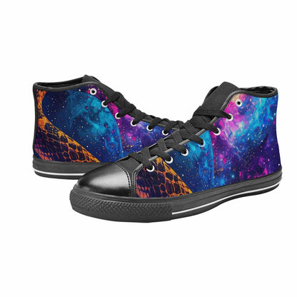 MEN'S Galaxy Snake Print High Top Canvas Vibrant Chaos Custom Sneakers