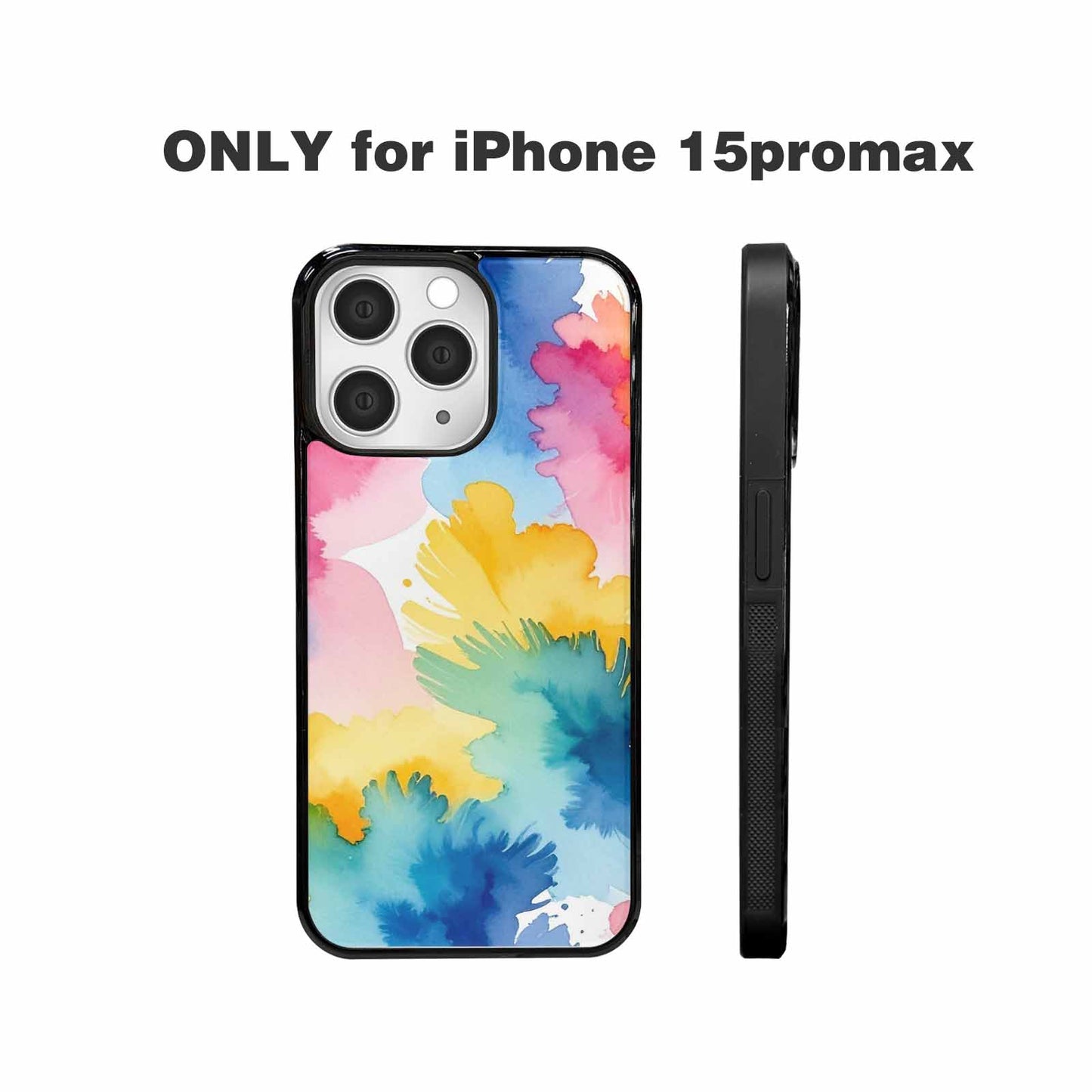 iPhone 15 Pro Max Case — Trans Strong Watercolor Seamless Pattern Vibrant, Custom Printed Phone Case