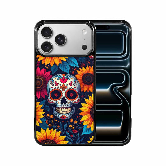 iPhone 17 Pro Max Case — Sunflower Skulls Print Gothic Skulls, Personalized Phone Case