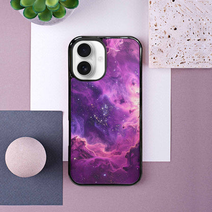 iPhone 16 Case — Purple Color Tones Nebula Texture With, Custom Print Case Cover