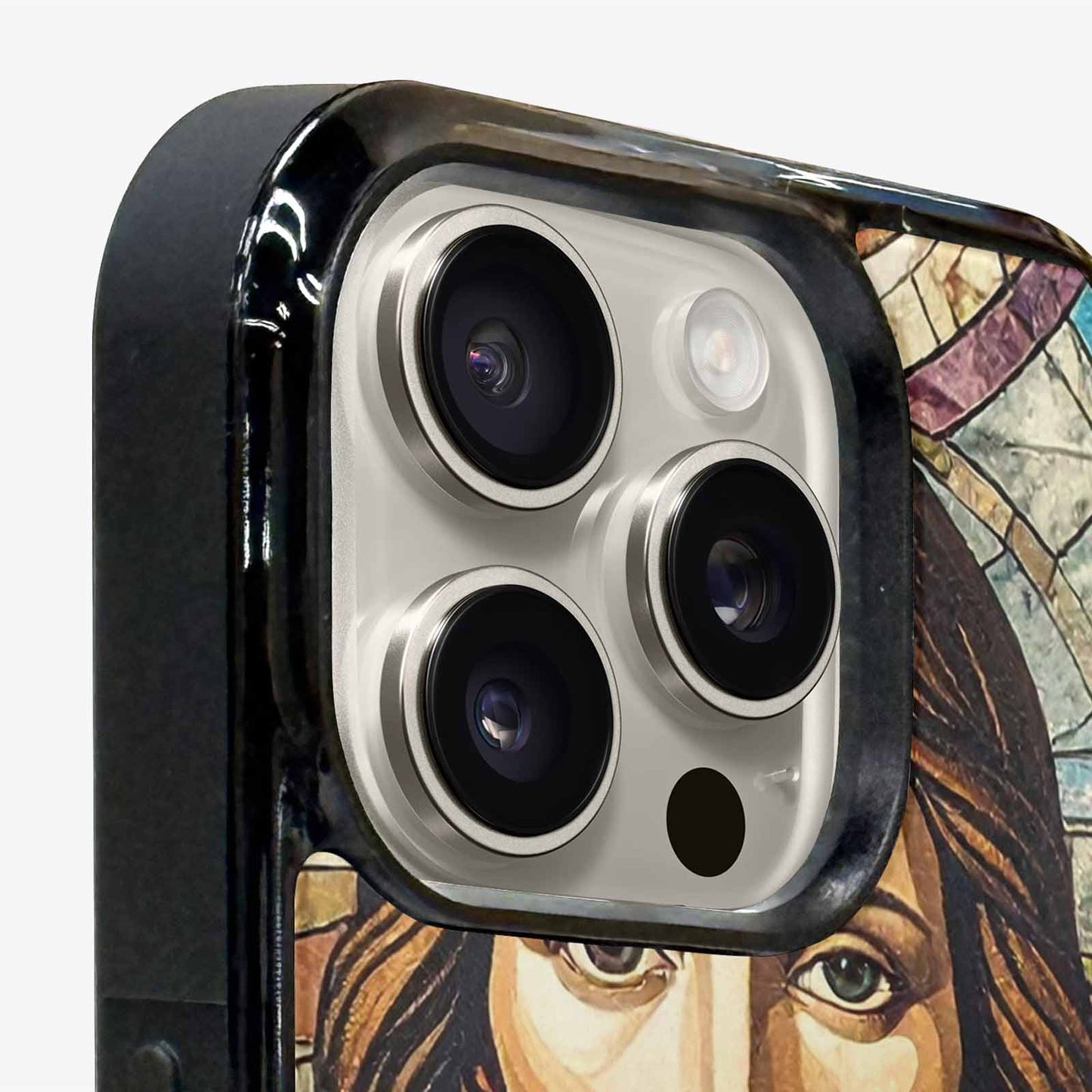 iPhone 16 Pro Case — Jesus Face Small Cross And Faith, Custom Art Phone Cover