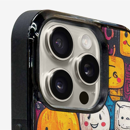 iPhone 16 Pro Case — Hand Drawn Icon Doodle Pattern Hundreds, Custom Printed Phone Case