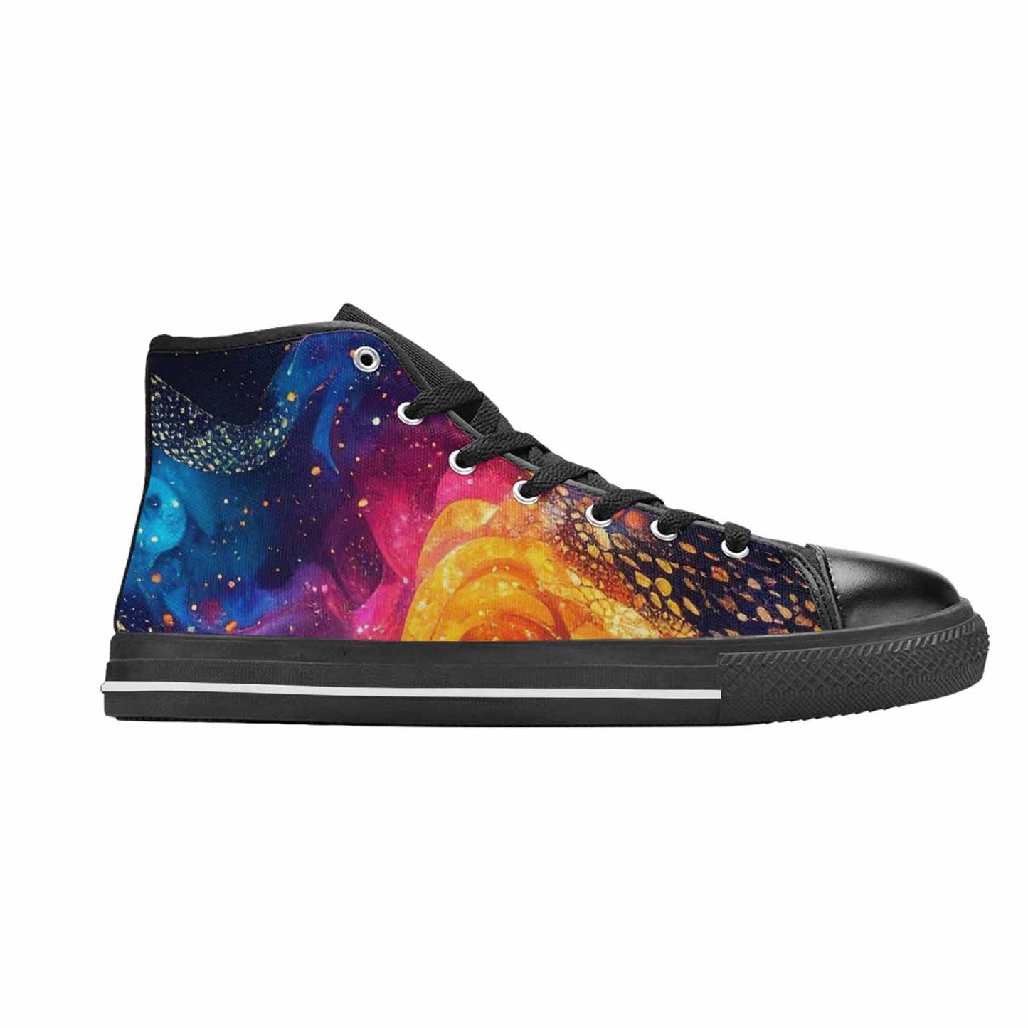MEN'S Galaxy Snake Print High Top Canvas Neon Fantasy Sneakers