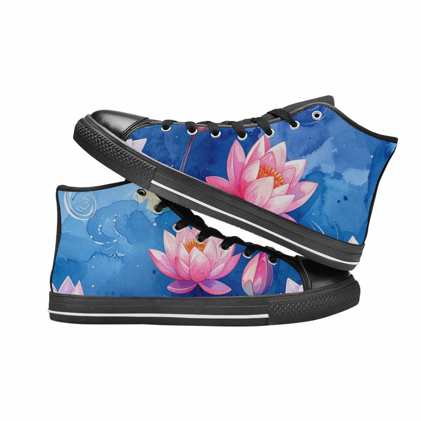 WOMEN'S Water Lilies Impressionist High Top Canvas Vivid Sneakers