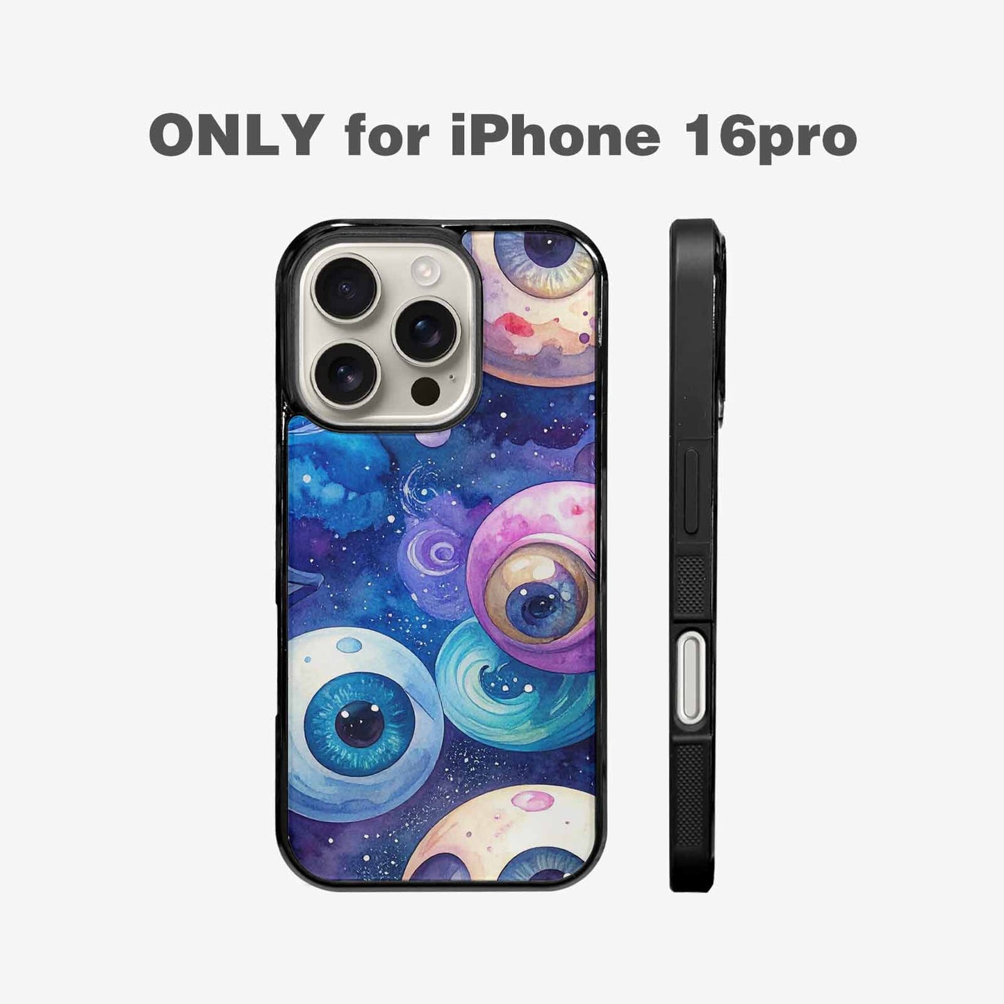 iPhone 16 Pro Case — Cartoon Eyeballs Galaxy, Original Design Phone Case