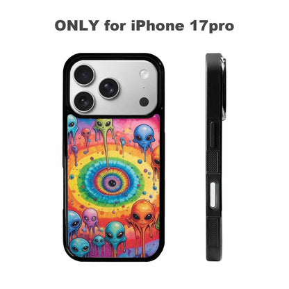 iPhone 17 Pro Case — Melting Aliens Pattern Hundreds Of Alien, Custom Printed Phone Case