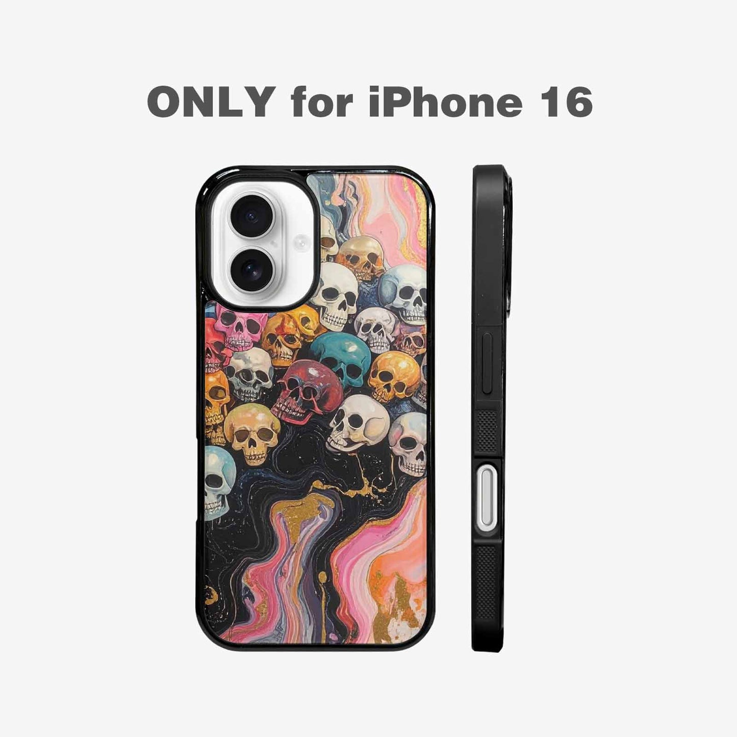 iPhone 16 Case — Skulls Marbleskulls Pattern, Custom Made Phone Cover