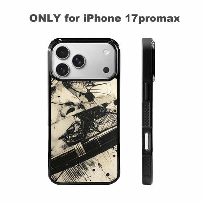 iPhone 17 Pro Max Case — Black And White Solid Retro Vintage, Customized Protective Case