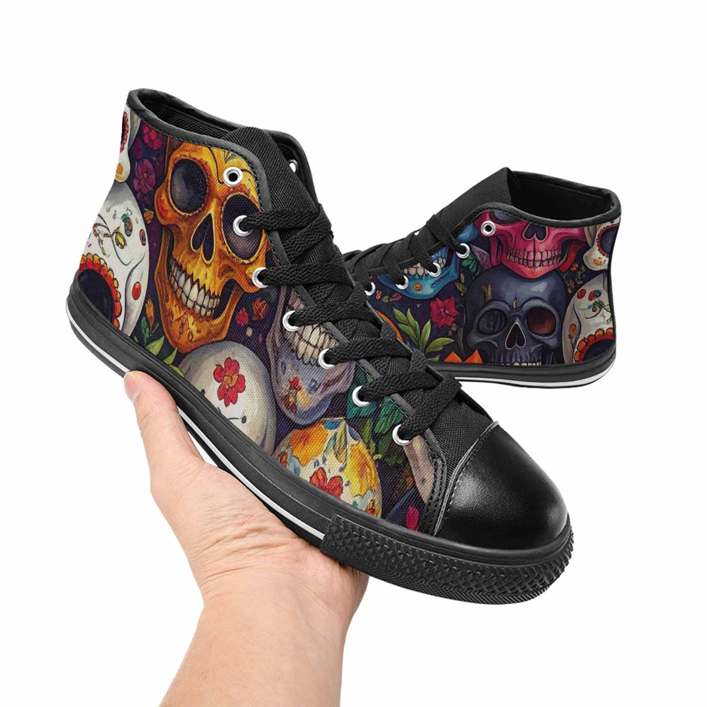 WOMEN'S Skull High Top Canvas Y2K Custom Sneakers