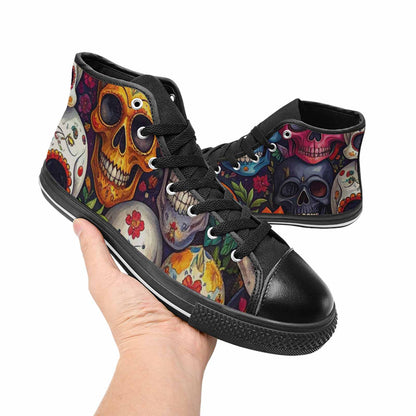 WOMEN'S Skull High Top Canvas Y2K Custom Sneakers