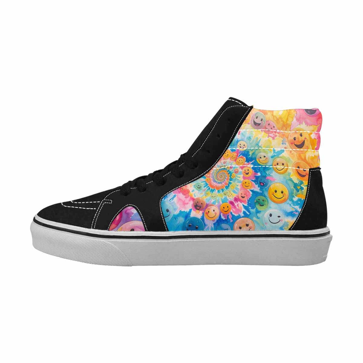 MEN'S Smiley Facessmiley Faces  High Top Canvas Dark Academia Custom Sneakers