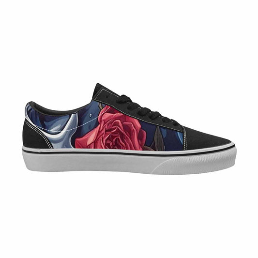 WOMEN'S Skulls Roses Chrome Airbrush Canvas Lace-Up Surreal Custom Sneakers