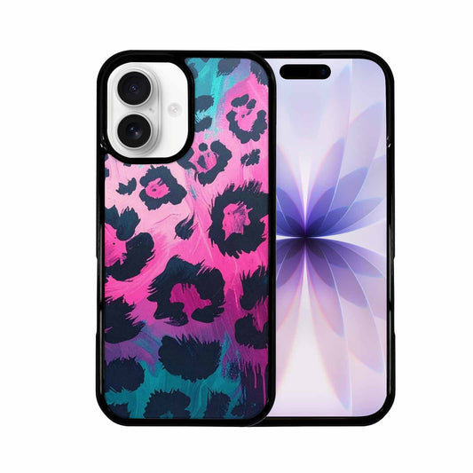 iPhone 17 Case — Leopard Neon Pink Teal Airbrush Animal, Custom Printed Phone Case