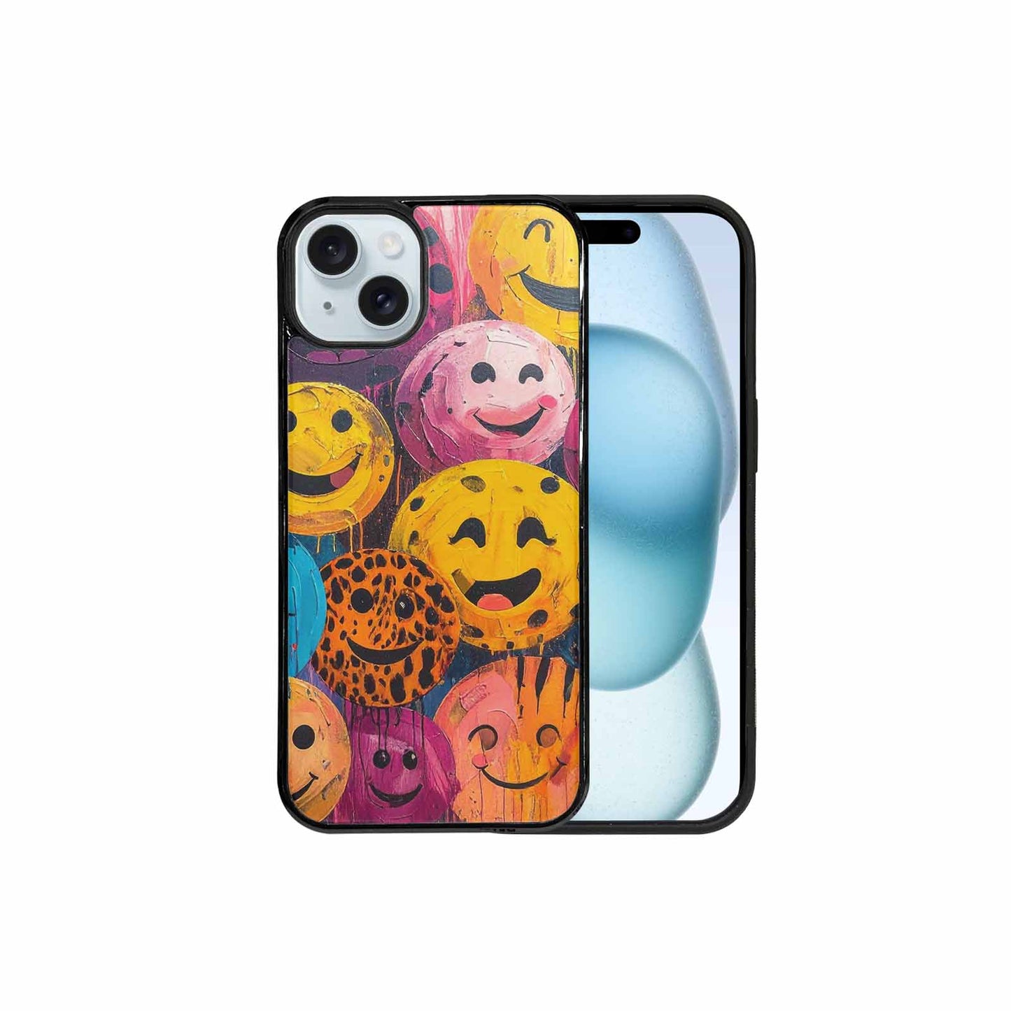iPhone 15 Plus Case — Smiley Faces Animal Printsmile, Unique Phone Case Design