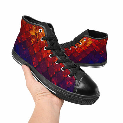 MEN'S Dark Snake Print High Top Canvas Aesthetic Sneakers