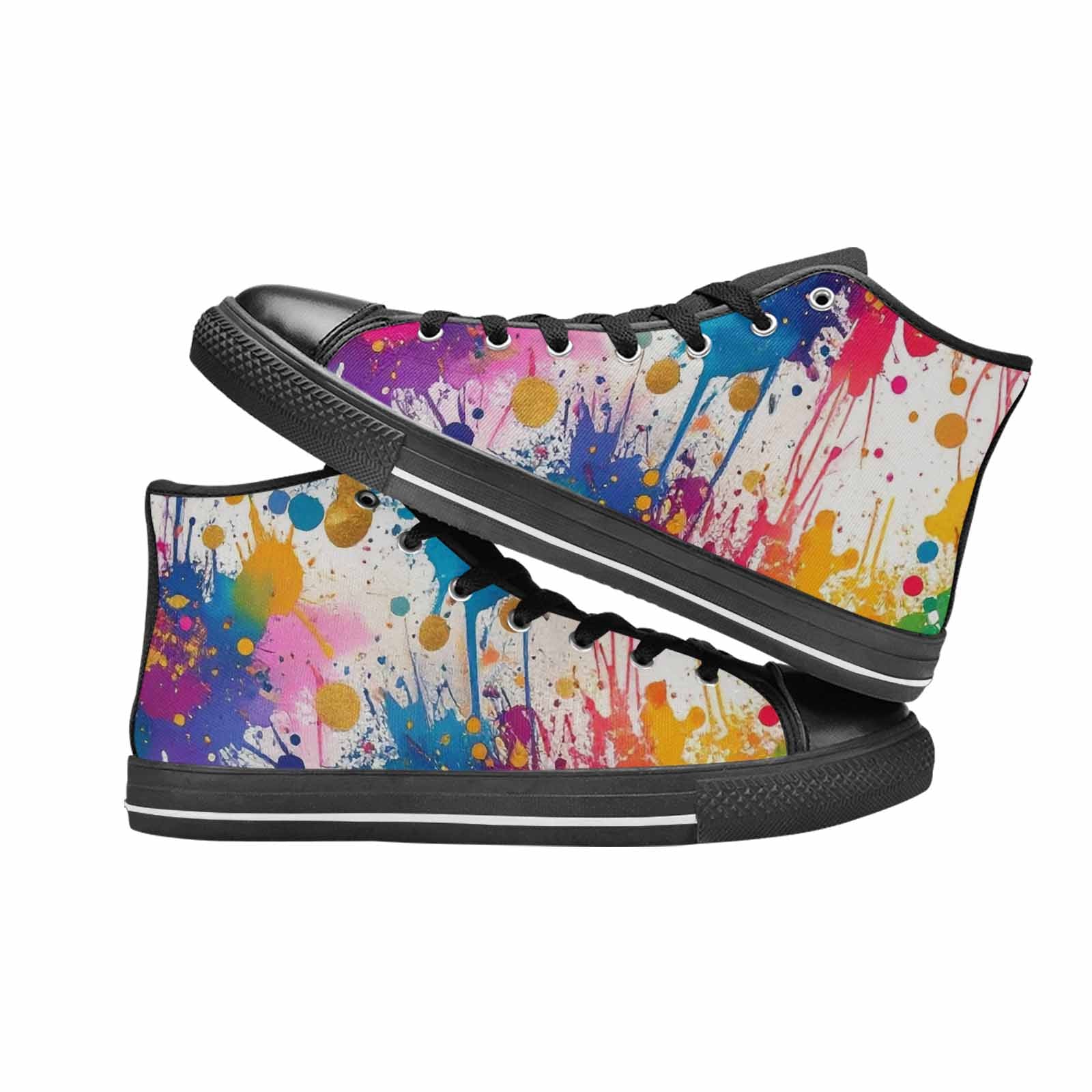 MEN'S Paint Splatter High Top Canvas Vibrant Chaos Sneakers