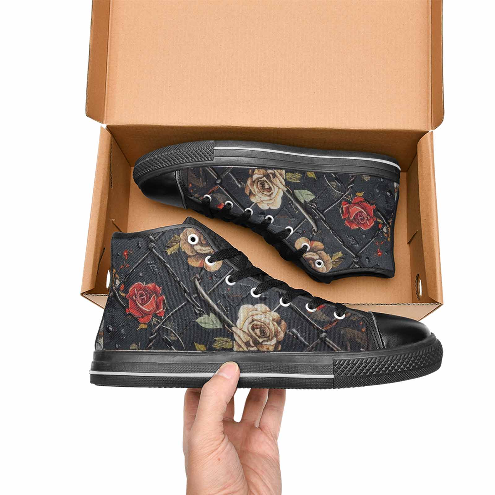 MEN'S Barbed Wire Chain High Top Canvas Y2K Custom Shoes