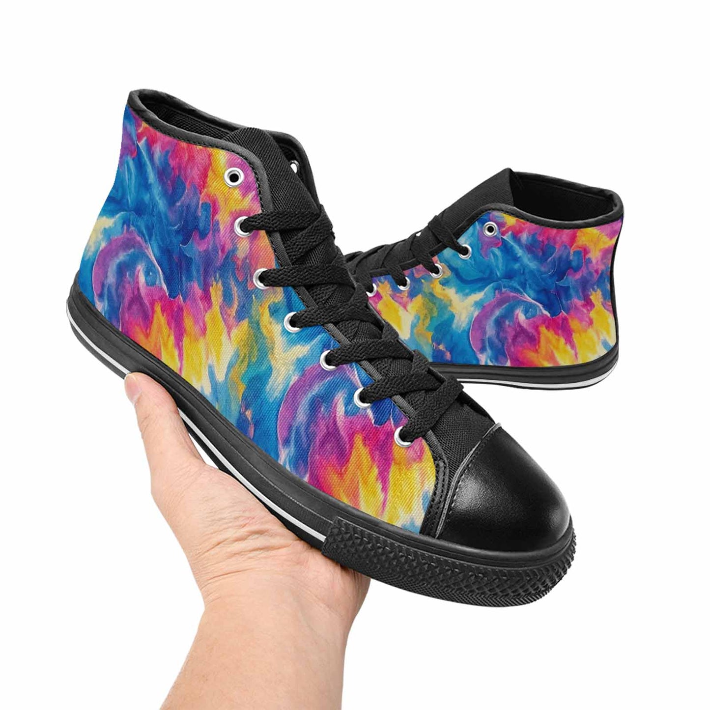 MEN'S Tie Dye Swirl High Top Canvas Neon Fantasy Sneakers