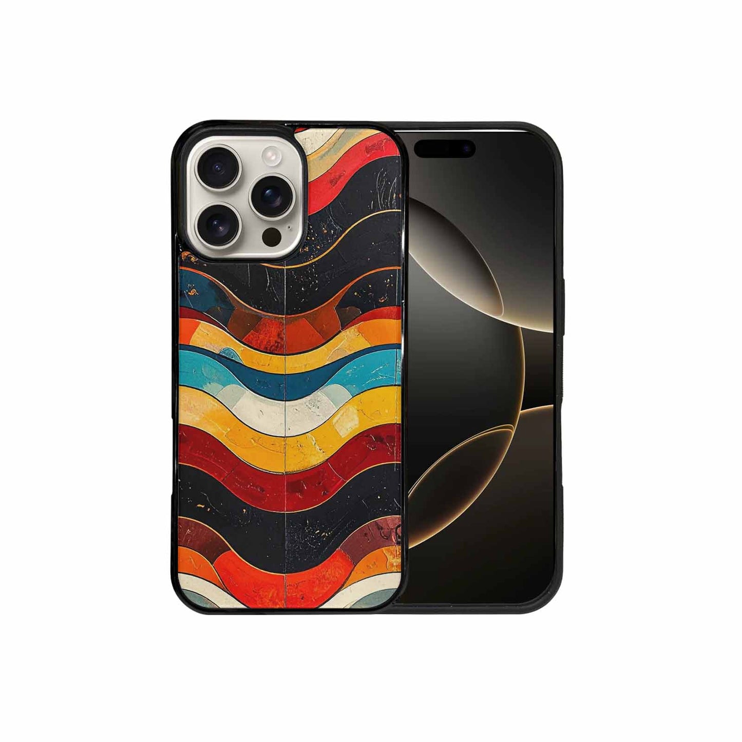 iPhone 16 Pro Max Case — Retro Wave Scallop Stripe Small Wzf, Custom Art Phone Cover