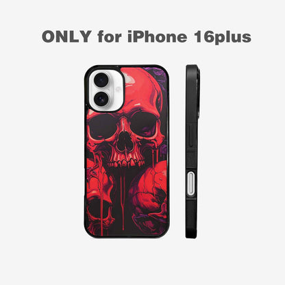 iPhone 16 Plus Case — Red Purple Skeletons Neon Drip Melting, Custom Phone Case
