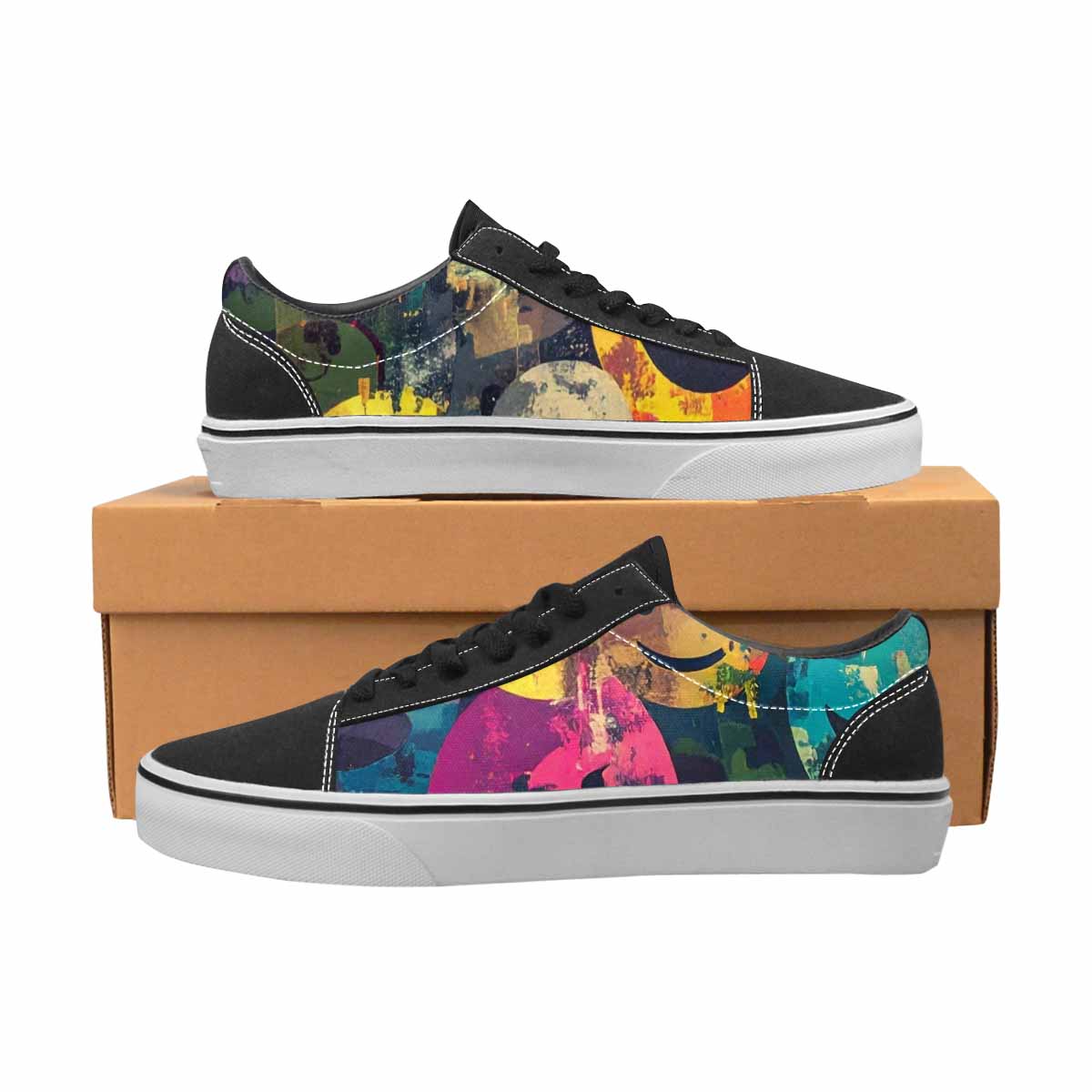 WOMEN'S Smiley Faces  Camo Lace-Up Canvas Dreamlike Custom Shoes