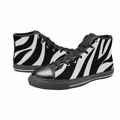 WOMEN'S Zebra Print Black White High Top Canvas Grunge Custom Shoes