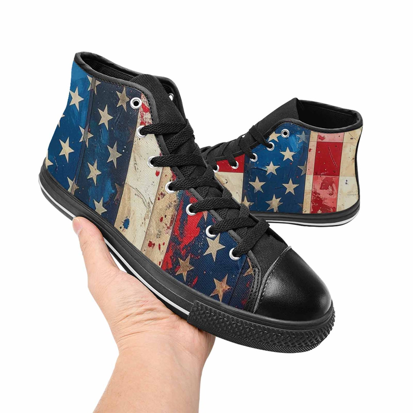 MEN'S American Flag Stars High Top Canvas Surreal Sneakers