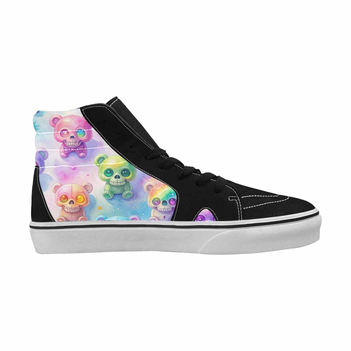 MEN'S Rainbow Teddy Skeletons Eye High Top Canvas Cottagecore Custom Sneakers