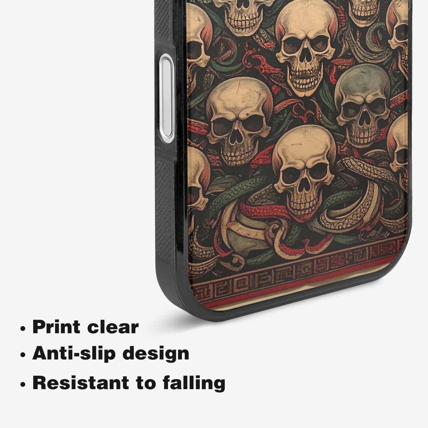 iPhone 16 Case — Traditional Tattoo Style Skulls Entwined With, Custom Made Phone Cover