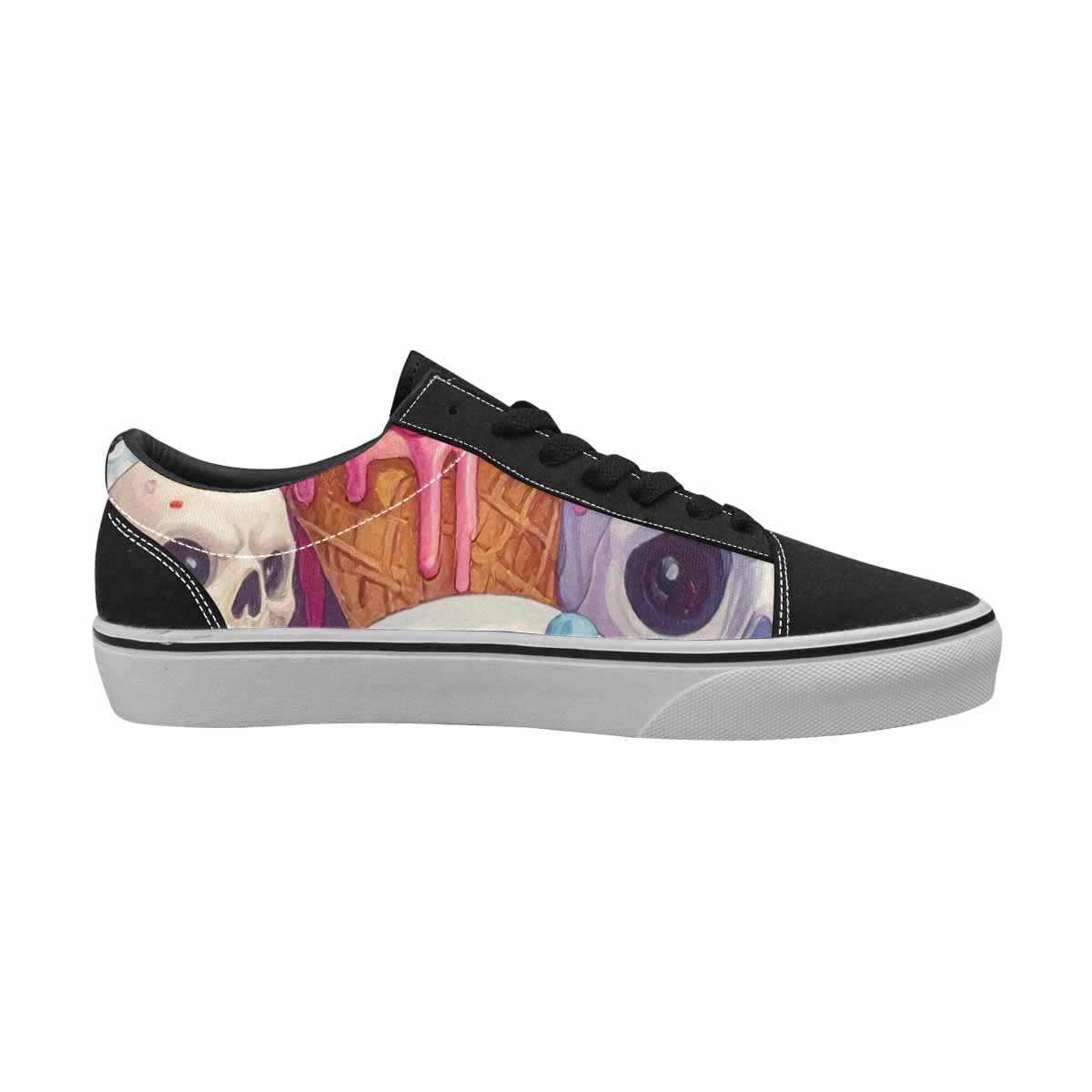 WOMEN'S Ice Cream Monsters  Lace-Up Canvas Vibrant Chaos Custom Sneakers