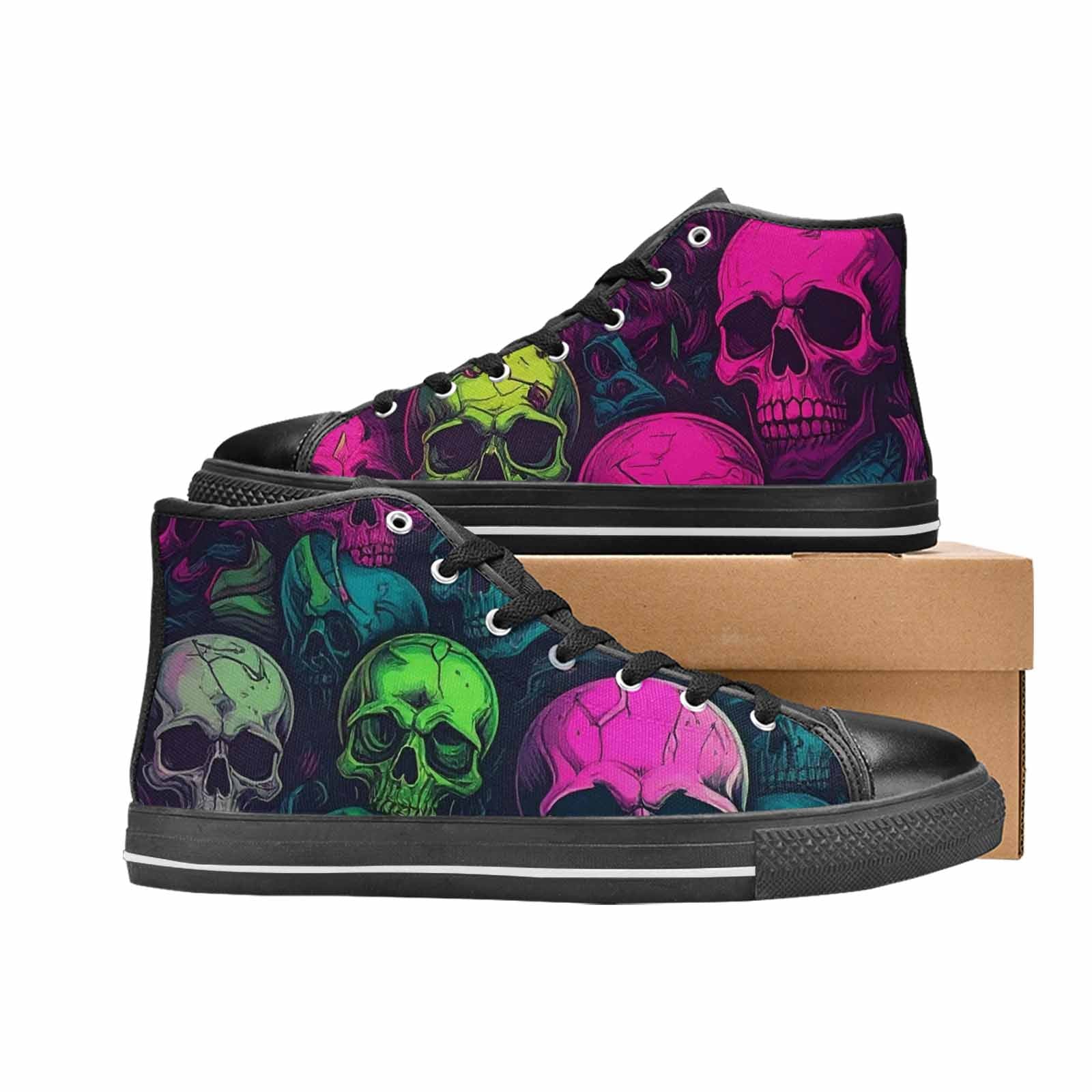 MEN'S Skulls - Neon High Top Canvas Y2K Custom Sneakers