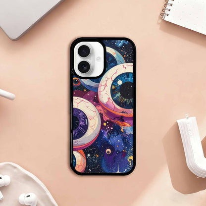 iPhone 17 Case — Cartoon Eyeballs Galaxy Space, Custom Designed Case Cover