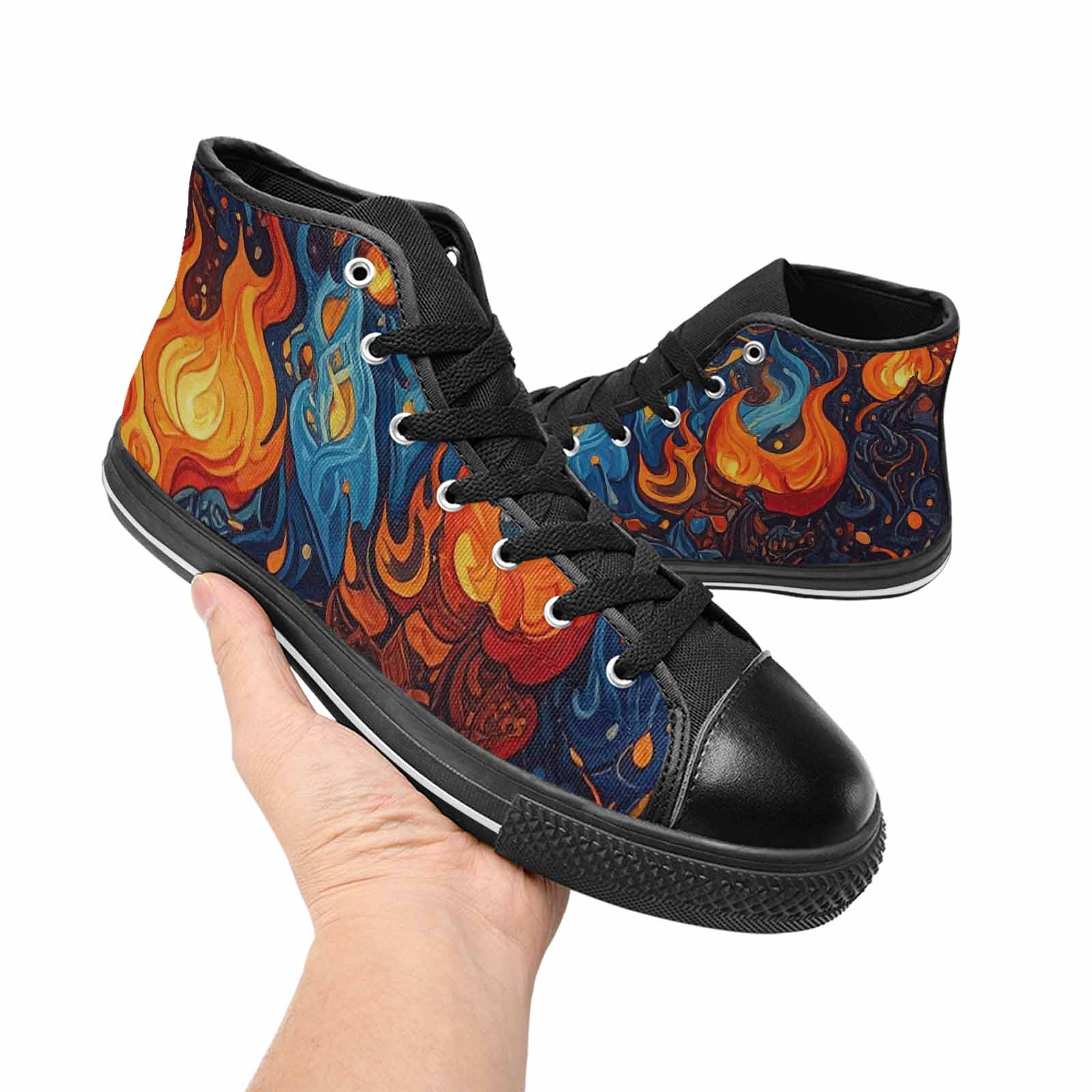 MEN'S Fire Flame High Top Canvas Cottagecore Shoes
