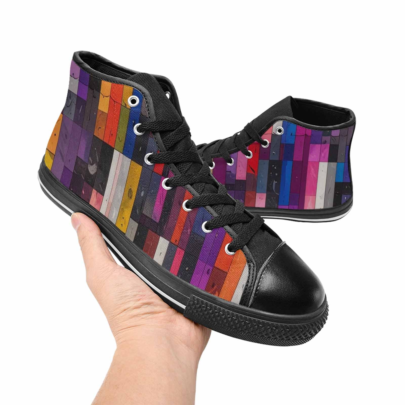 MEN'S Asexual Flag Color High Top Canvas Grunge Custom Shoes