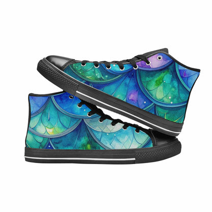MEN'S Mermaid Scale High Top Canvas Vivid Custom Shoes