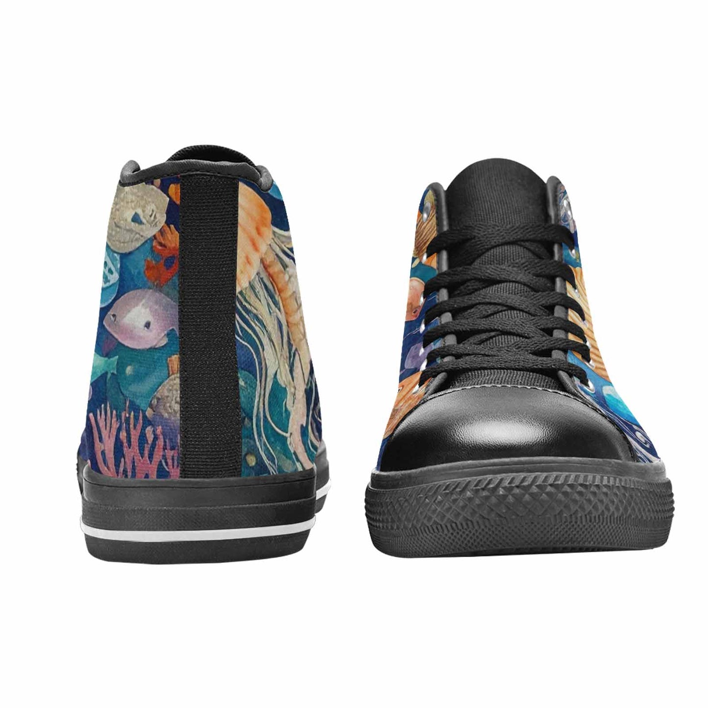 MEN'S Fish Scale Coral High Top Canvas Wallpaper Art Sneakers